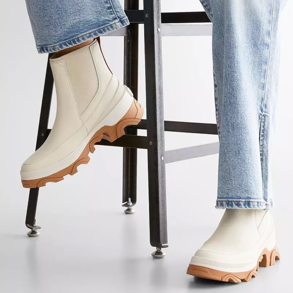 Sorel White and Brown Winter Boots with Rugged Sole